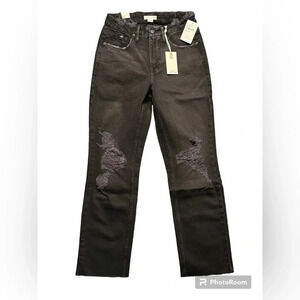 GOOD AMERICAN NWT 90’s ICON BLACK DISTRESSED JEANS